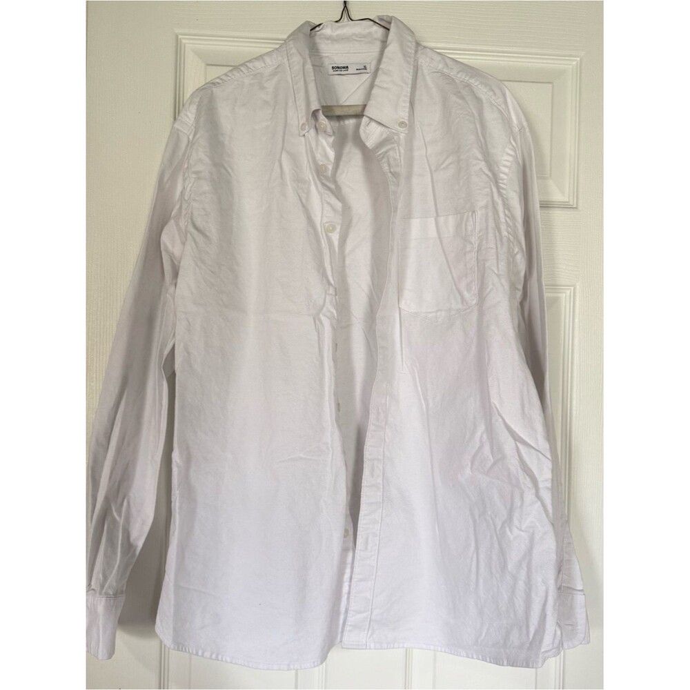 Sonoma White Long-Sleeve Button-Down Shirt